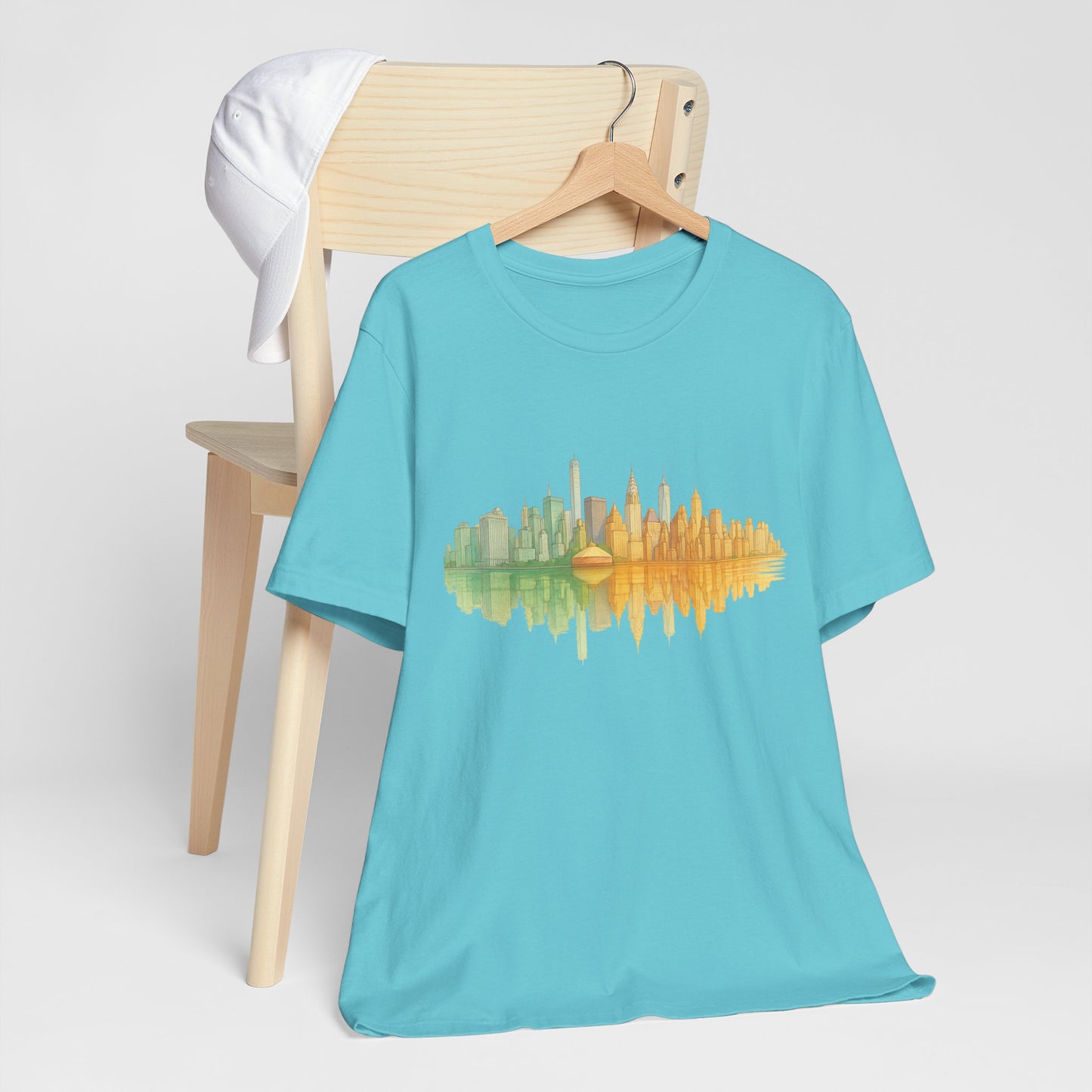 Urban Reflection Unisex Jersey Tee - Stylish Skyline Design