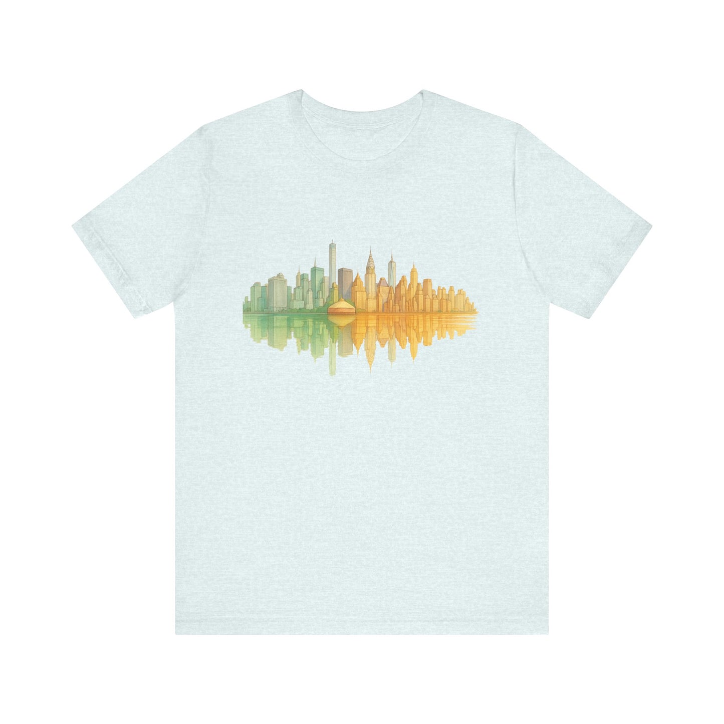 Urban Reflection Unisex Jersey Tee - Stylish Skyline Design