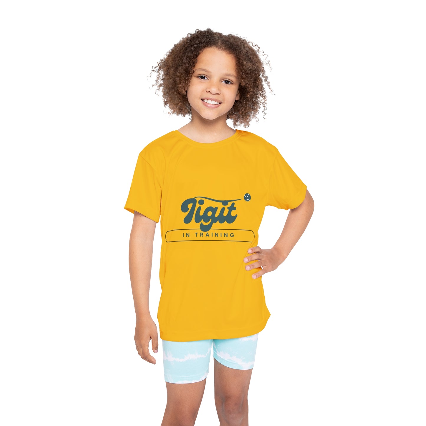 Kids Sports Jersey - Tight in Training - Yellow Athletic Tee