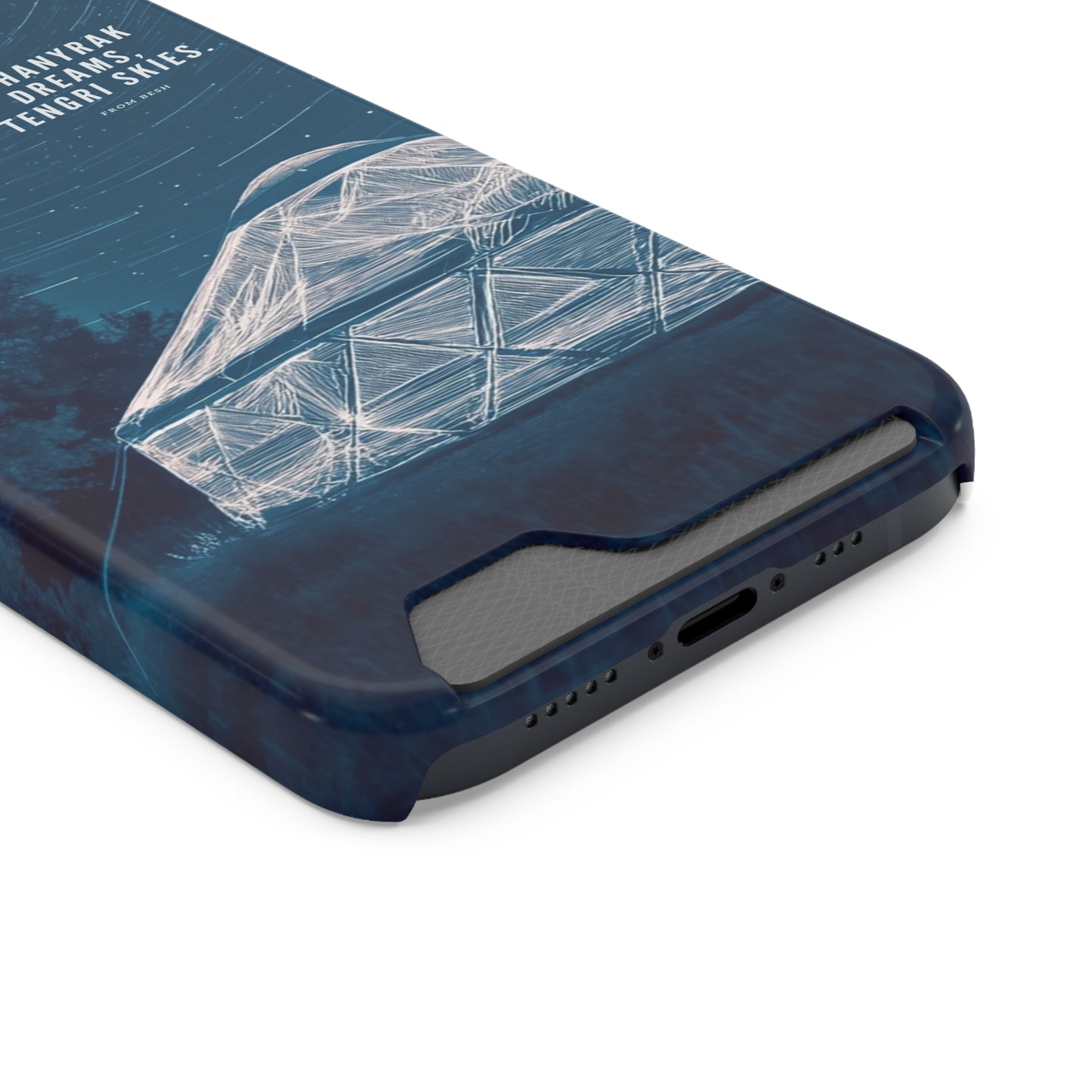 "Shanyrak Dreams, Tengri Skies" Phone Case with Card Holder - Unique Night Sky Design