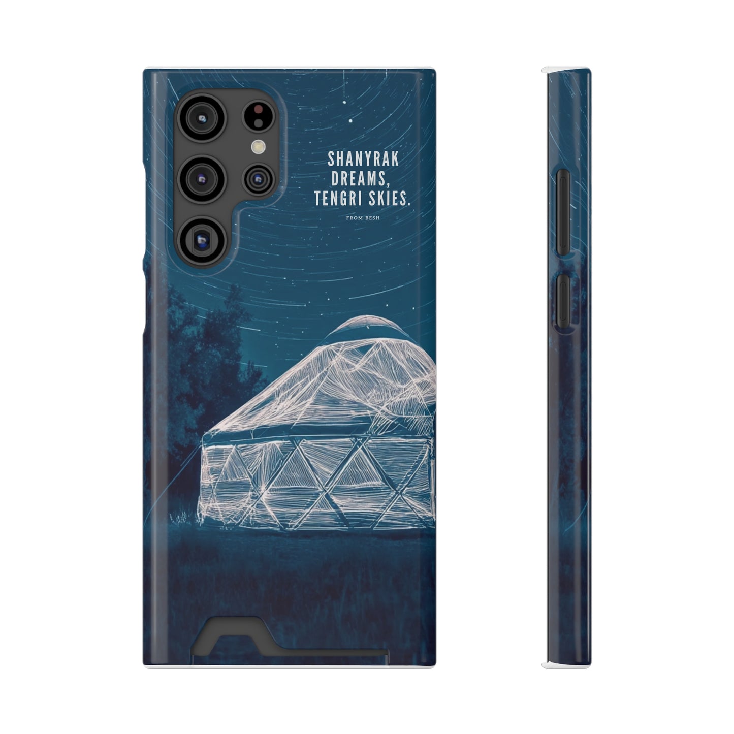 "Shanyrak Dreams, Tengri Skies" Phone Case with Card Holder - Unique Night Sky Design