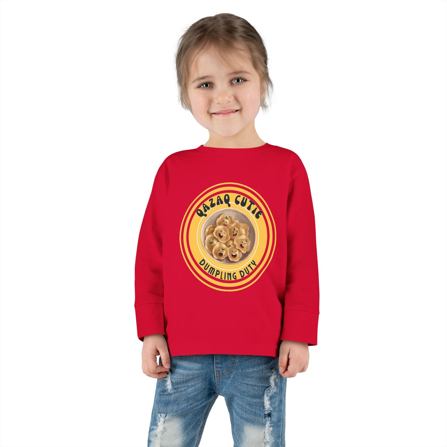 Cute Toddler Long Sleeve Tee - Dumpling Cutie Design