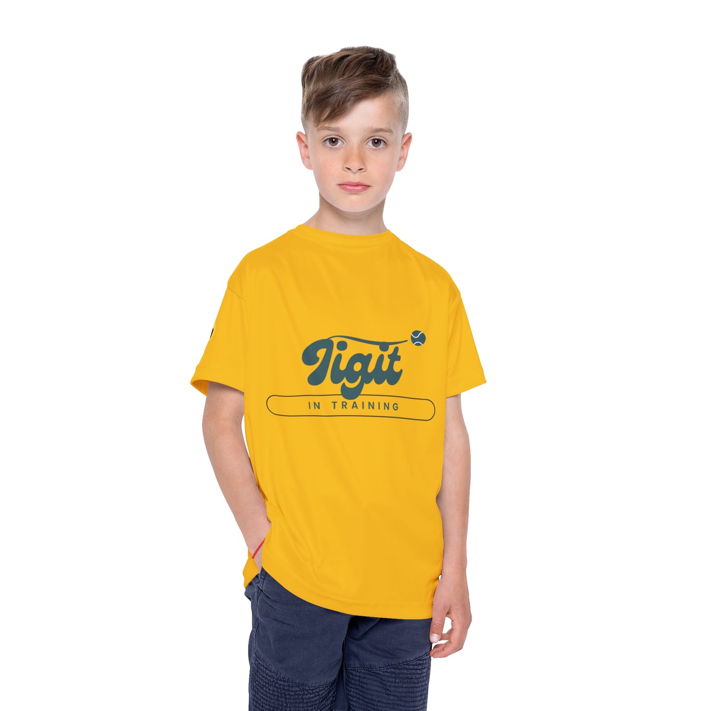 Kids Sports Jersey - Tight in Training - Yellow Athletic Tee