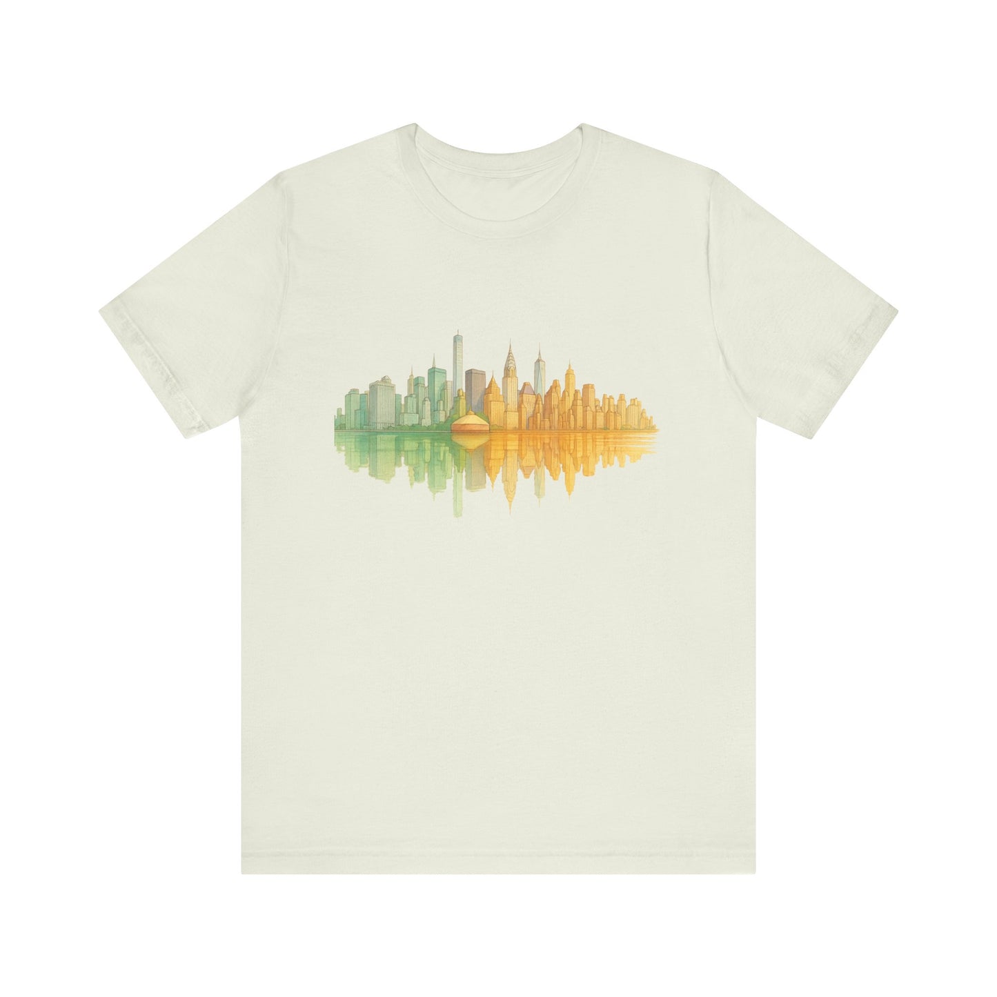 Urban Reflection Unisex Jersey Tee - Stylish Skyline Design