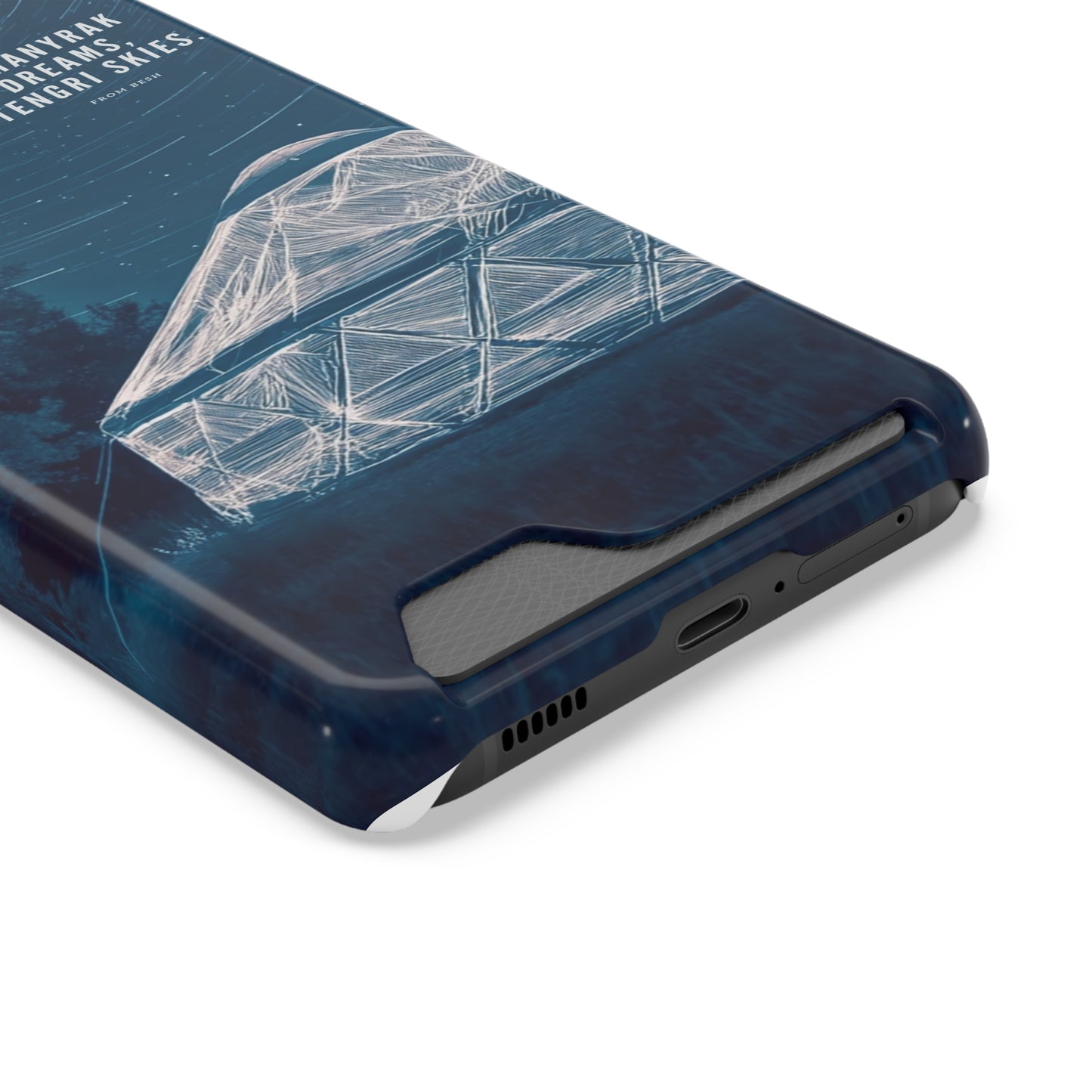 "Shanyrak Dreams, Tengri Skies" Phone Case with Card Holder - Unique Night Sky Design