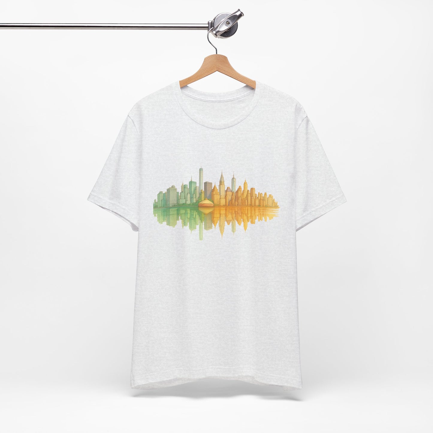 Urban Reflection Unisex Jersey Tee - Stylish Skyline Design
