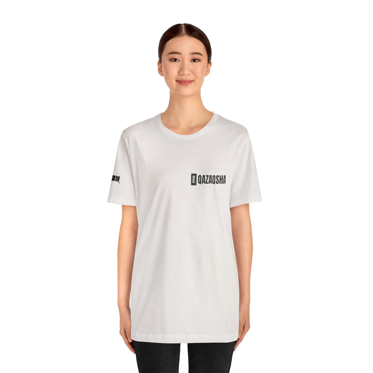 Minimalist Unisex Jersey Tee "Speak QAZAQSHA"