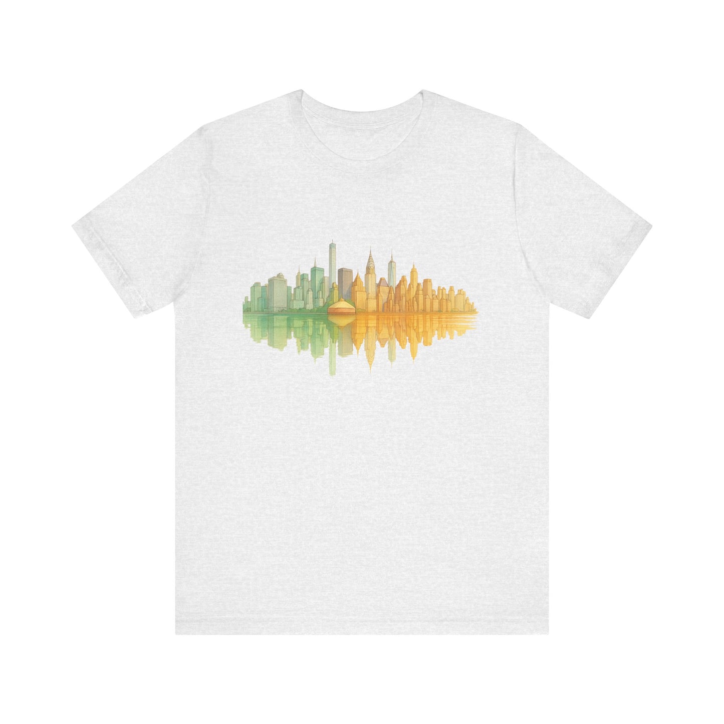 Urban Reflection Unisex Jersey Tee - Stylish Skyline Design