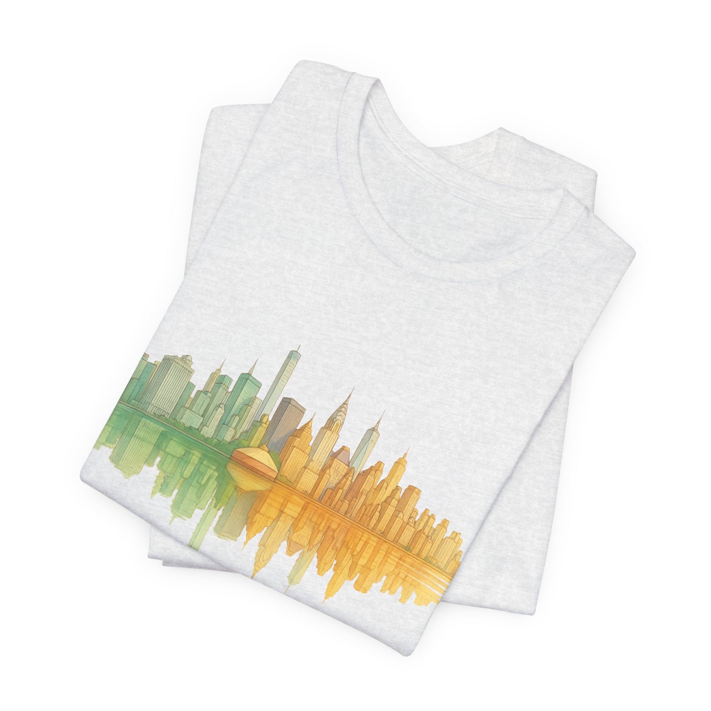 Urban Reflection Unisex Jersey Tee - Stylish Skyline Design