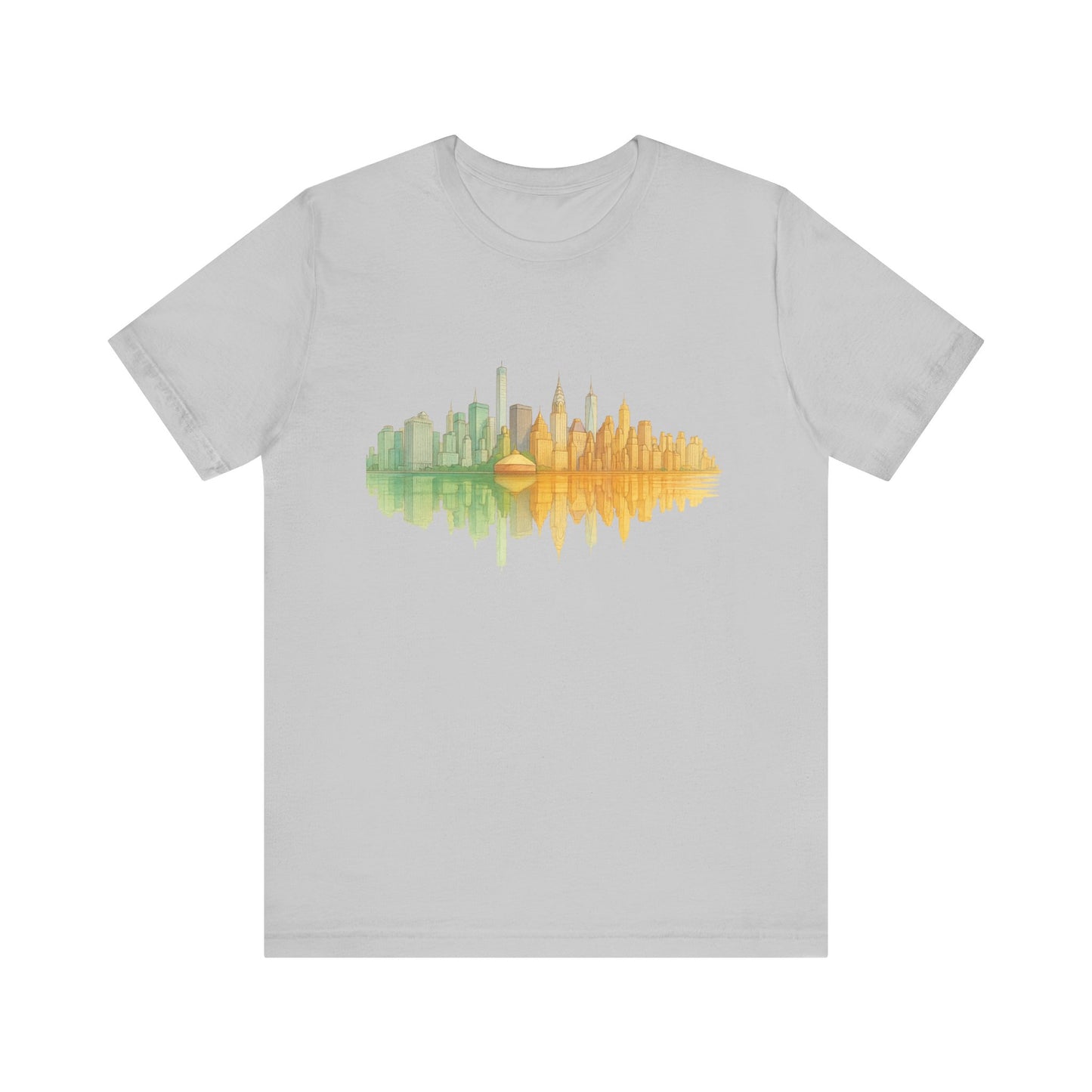 Urban Reflection Unisex Jersey Tee - Stylish Skyline Design