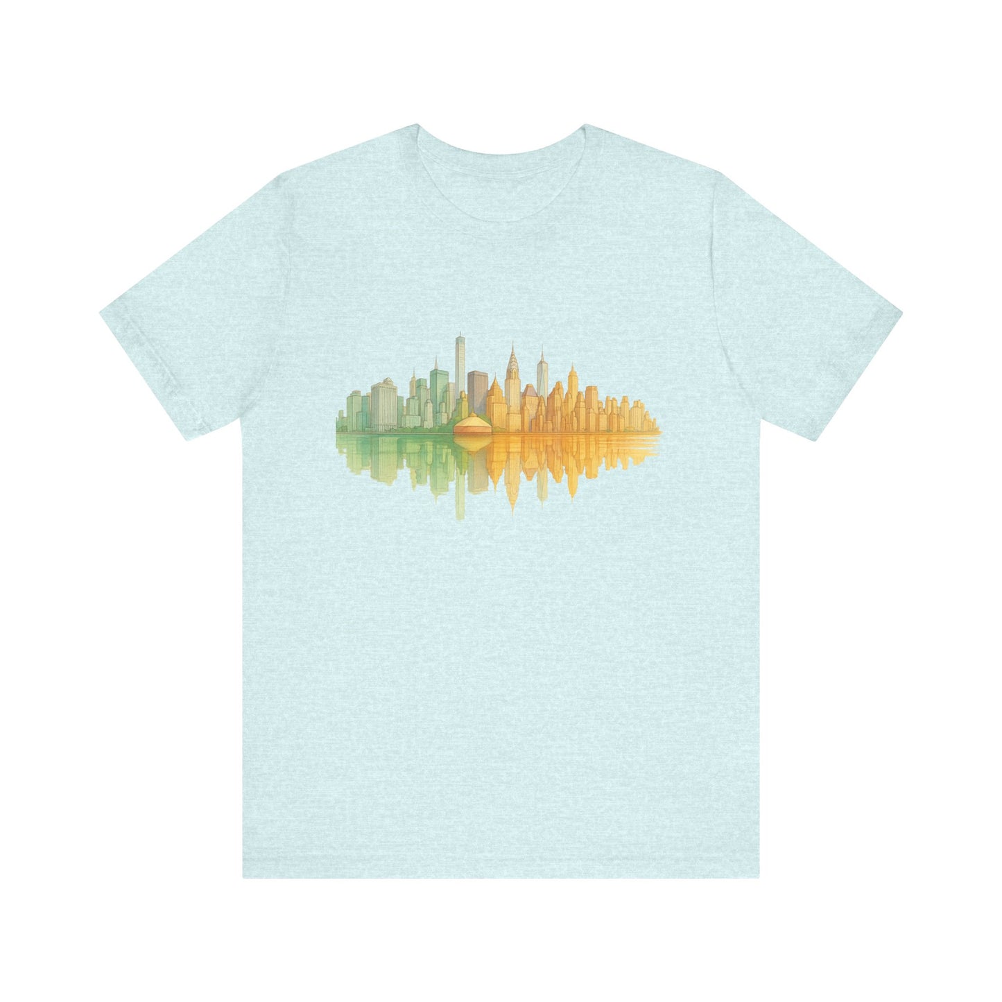 Urban Reflection Unisex Jersey Tee - Stylish Skyline Design