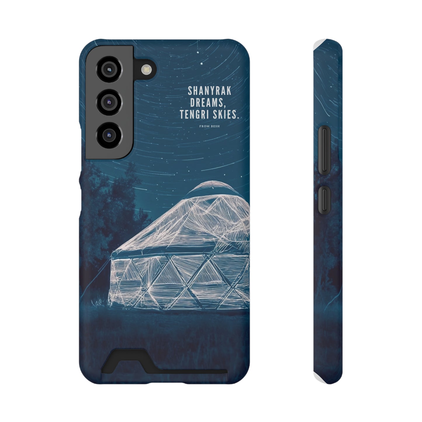 "Shanyrak Dreams, Tengri Skies" Phone Case with Card Holder - Unique Night Sky Design