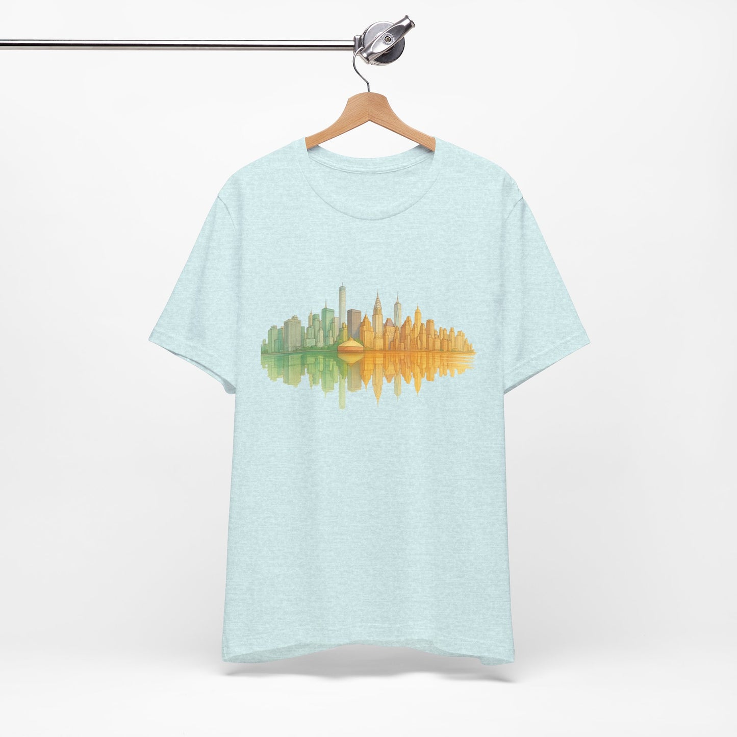 Urban Reflection Unisex Jersey Tee - Stylish Skyline Design