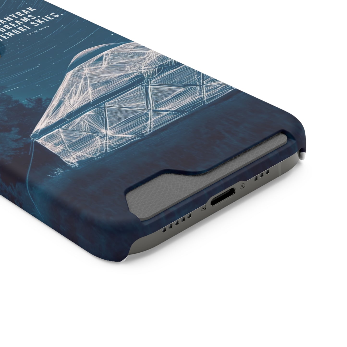 "Shanyrak Dreams, Tengri Skies" Phone Case with Card Holder - Unique Night Sky Design