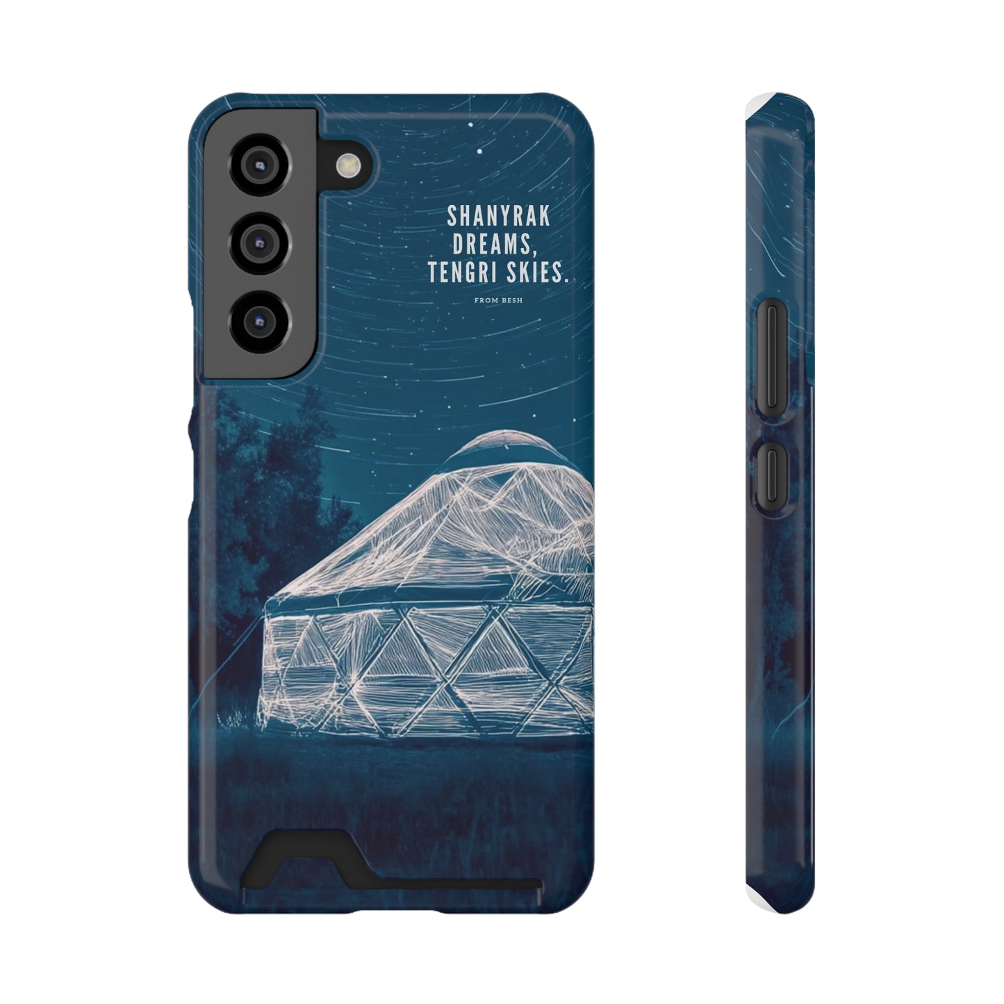 "Shanyrak Dreams, Tengri Skies" Phone Case with Card Holder - Unique Night Sky Design