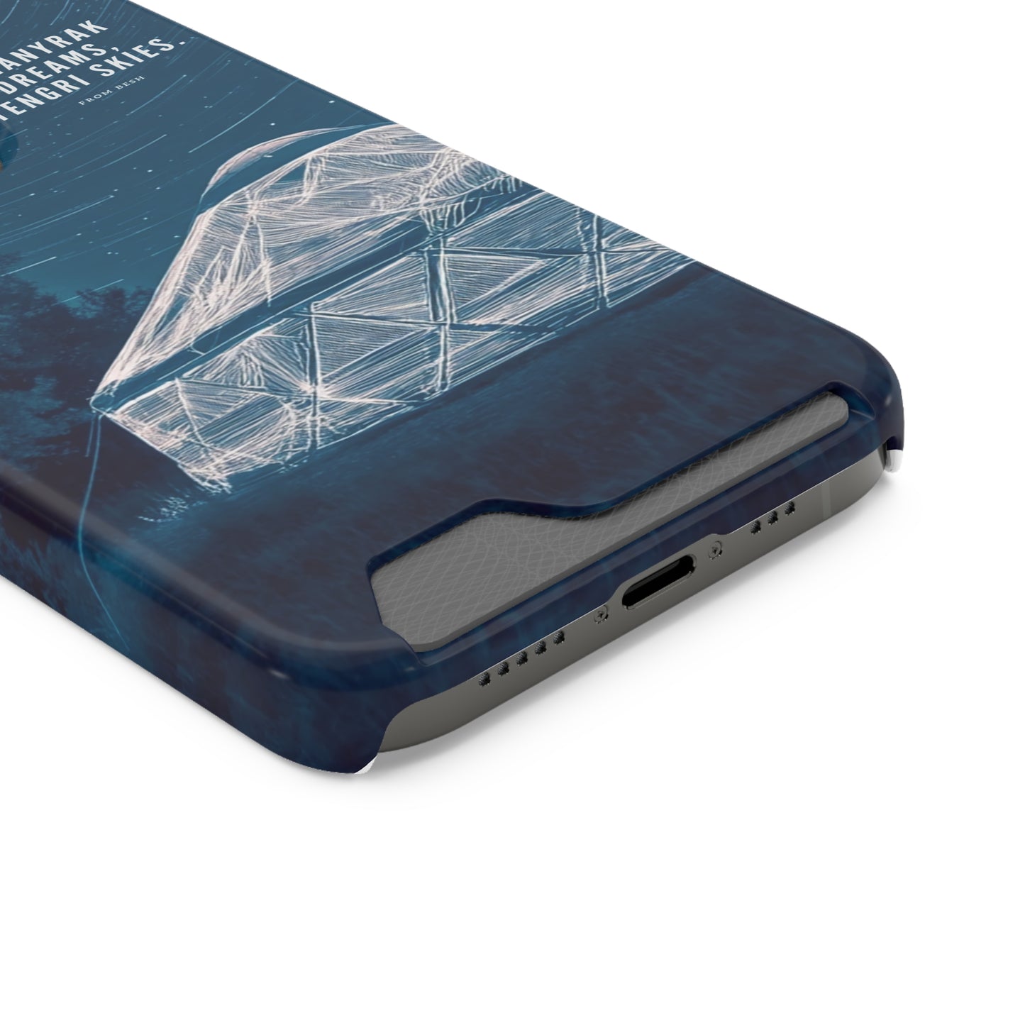 "Shanyrak Dreams, Tengri Skies" Phone Case with Card Holder - Unique Night Sky Design