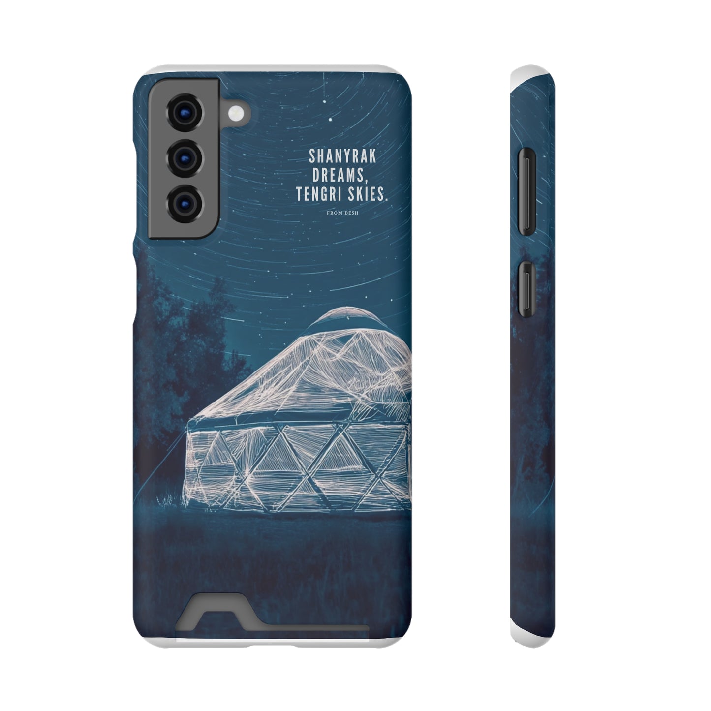 "Shanyrak Dreams, Tengri Skies" Phone Case with Card Holder - Unique Night Sky Design