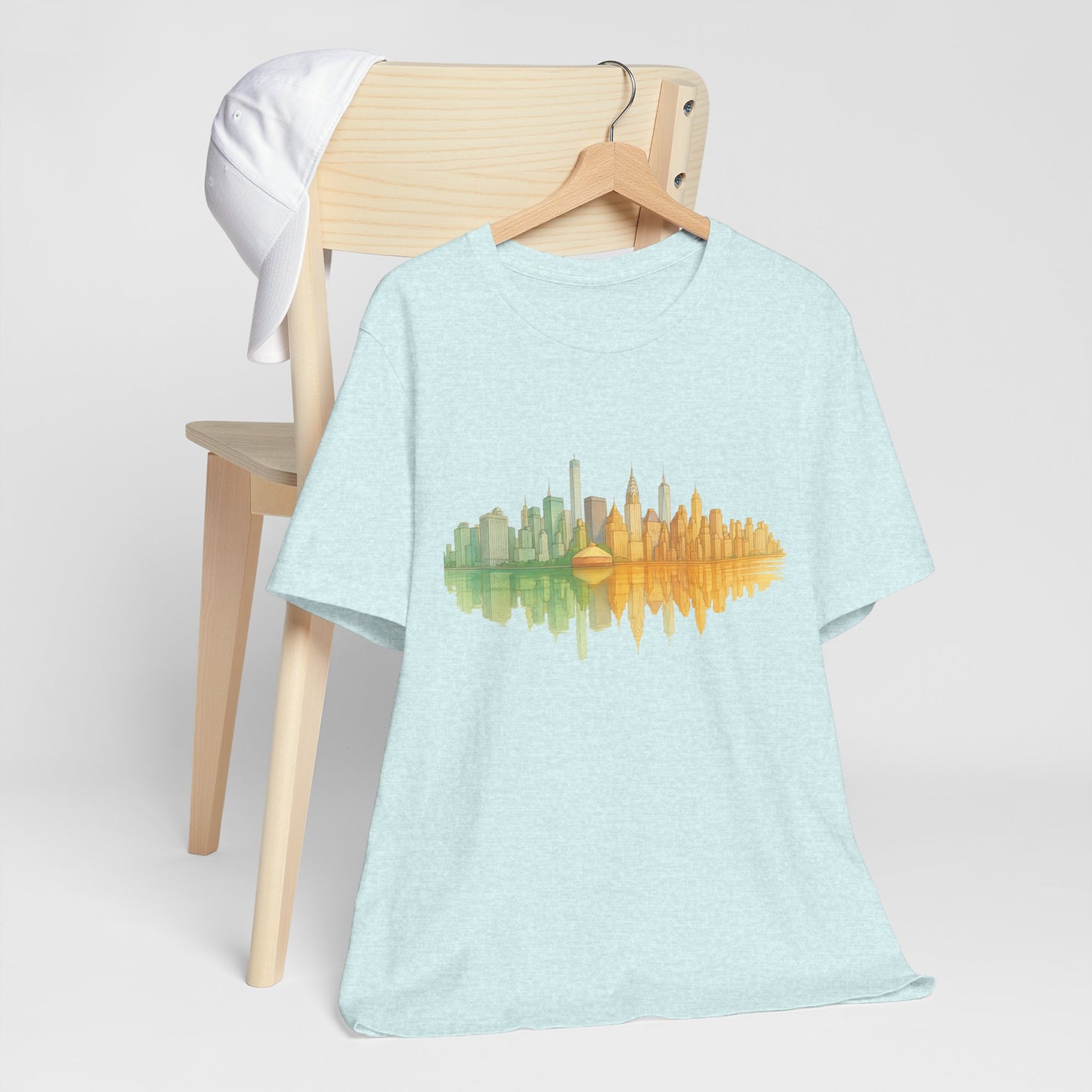 Urban Reflection Unisex Jersey Tee - Stylish Skyline Design