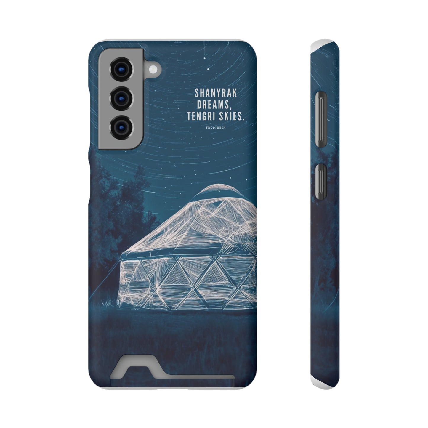 "Shanyrak Dreams, Tengri Skies" Phone Case with Card Holder - Unique Night Sky Design