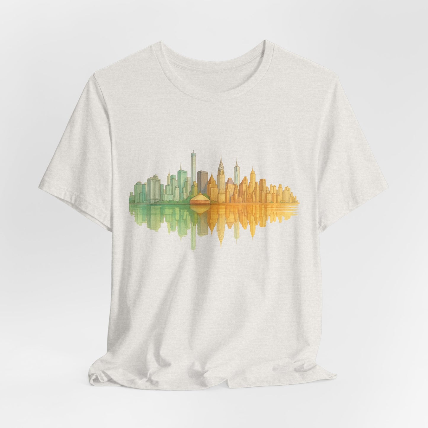 Urban Reflection Unisex Jersey Tee - Stylish Skyline Design