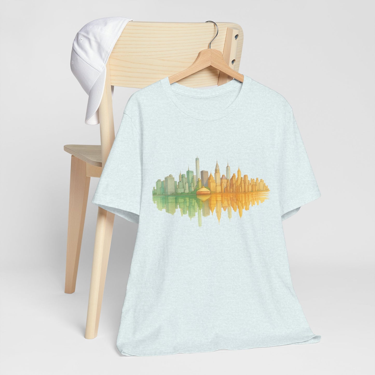 Urban Reflection Unisex Jersey Tee - Stylish Skyline Design