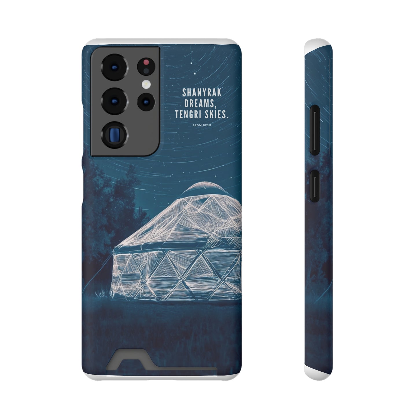 "Shanyrak Dreams, Tengri Skies" Phone Case with Card Holder - Unique Night Sky Design