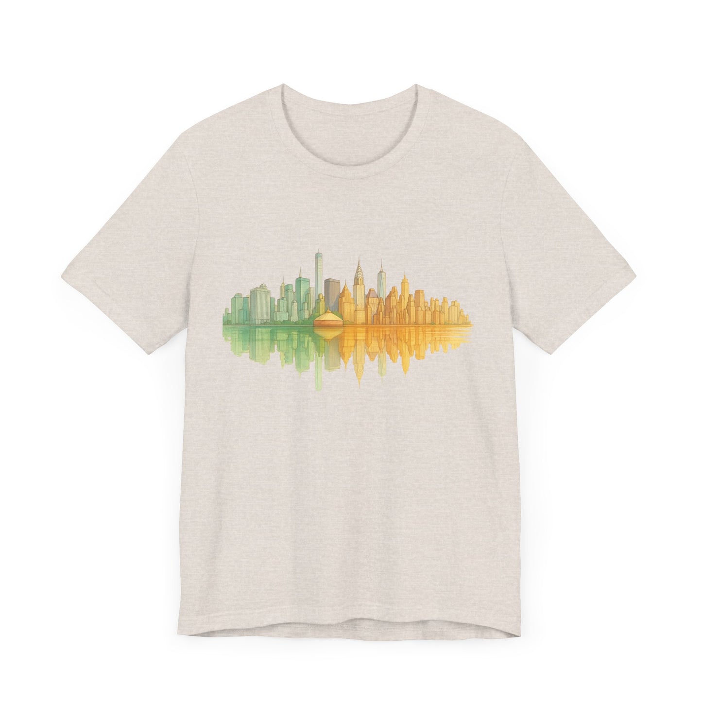 Urban Reflection Unisex Jersey Tee - Stylish Skyline Design