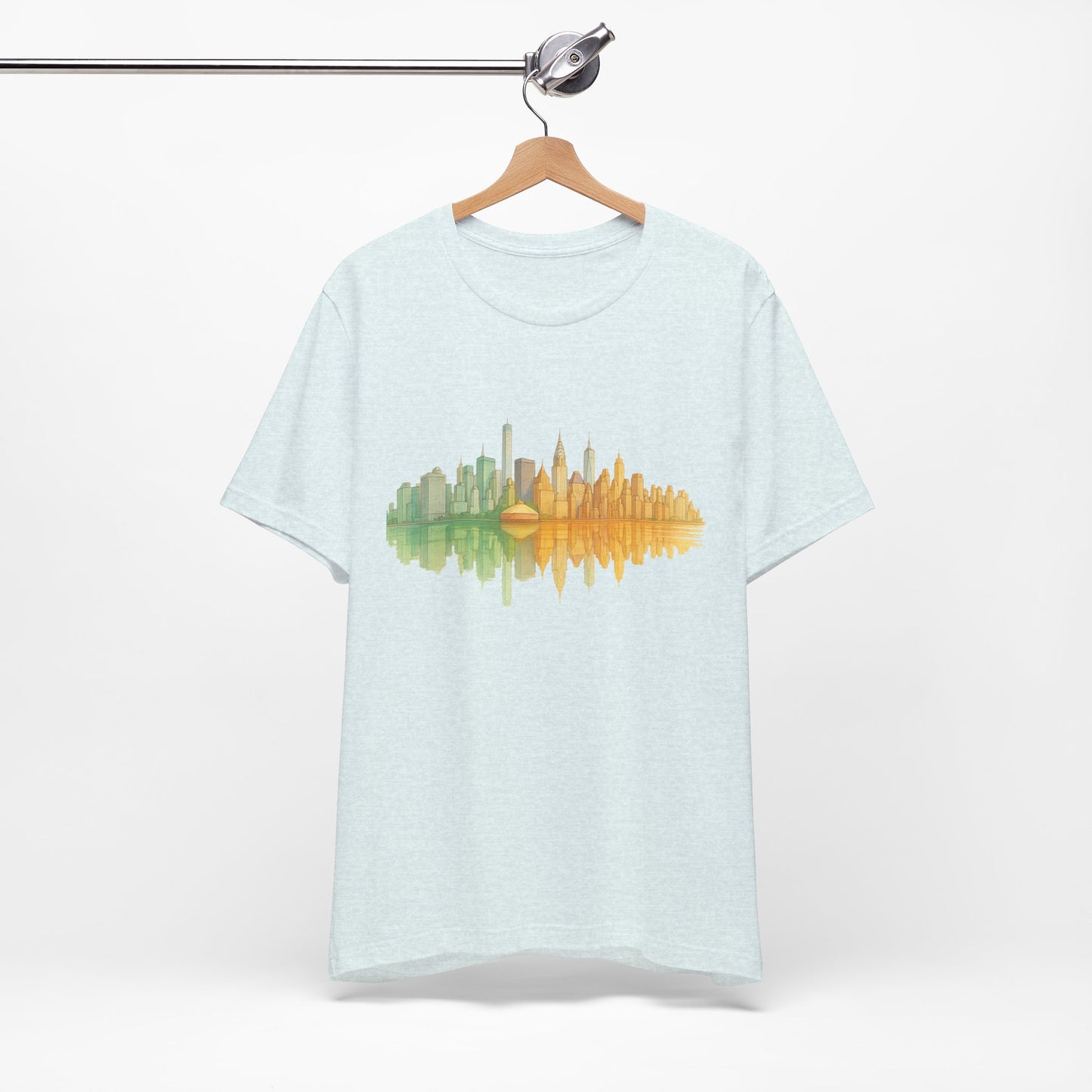 Urban Reflection Unisex Jersey Tee - Stylish Skyline Design