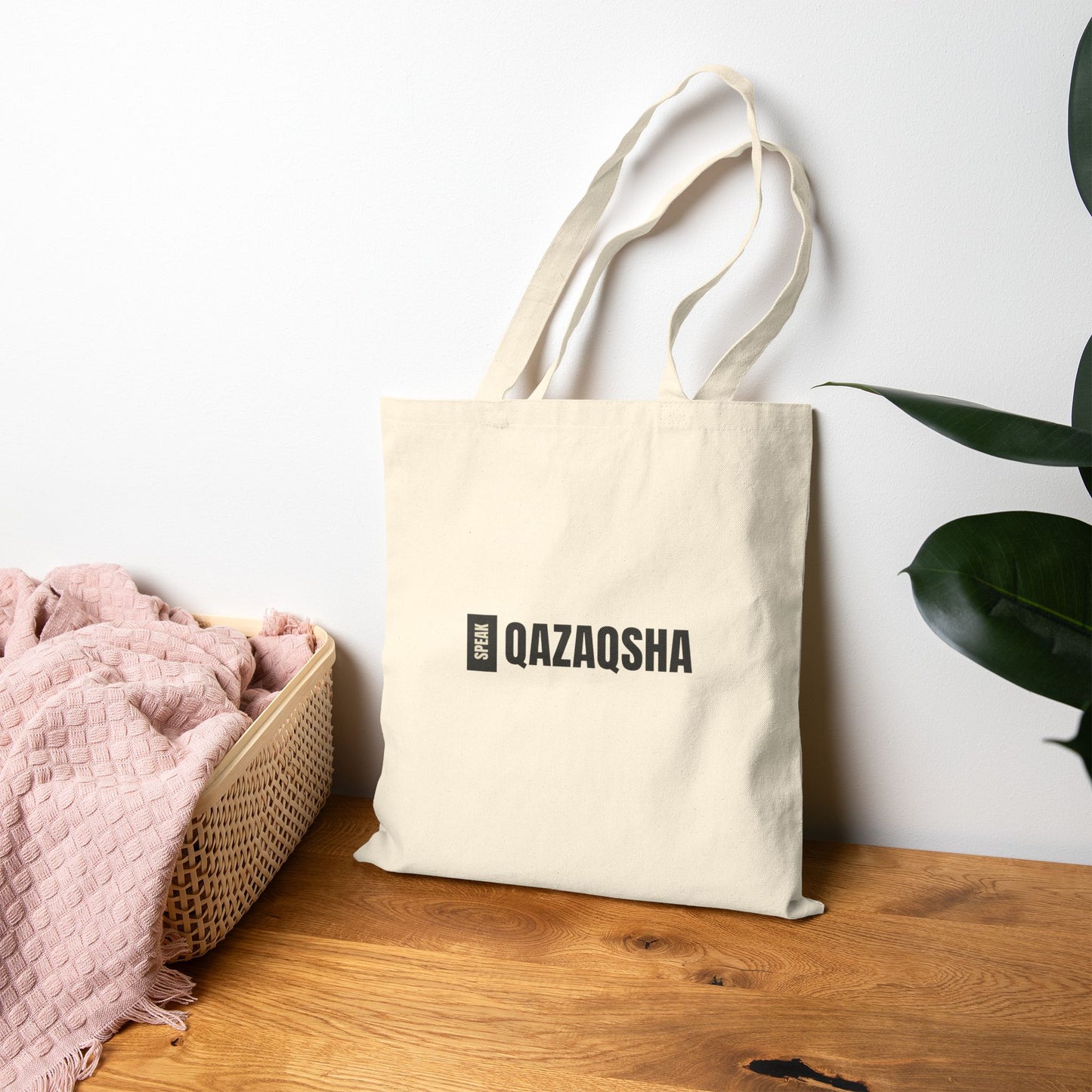 'Speak QAZAQSHA' Canvas Shopper