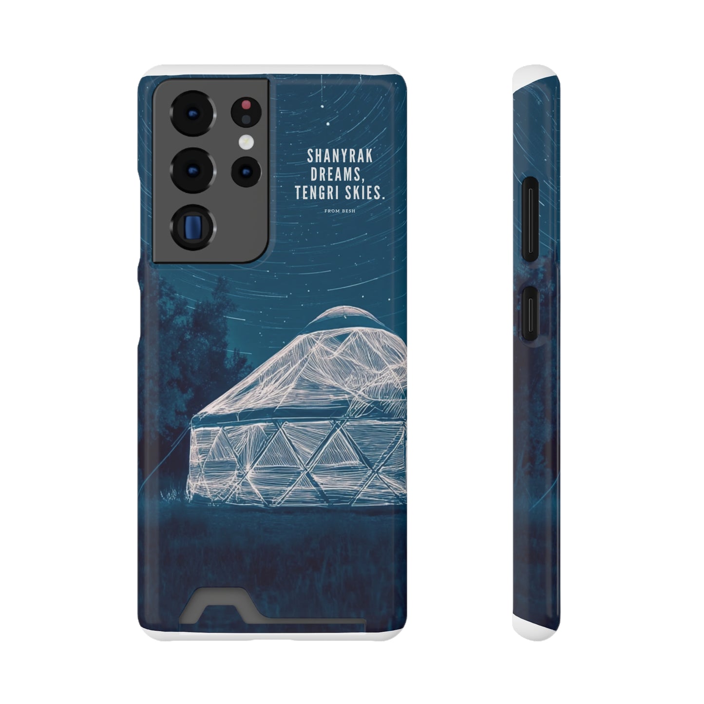 "Shanyrak Dreams, Tengri Skies" Phone Case with Card Holder - Unique Night Sky Design