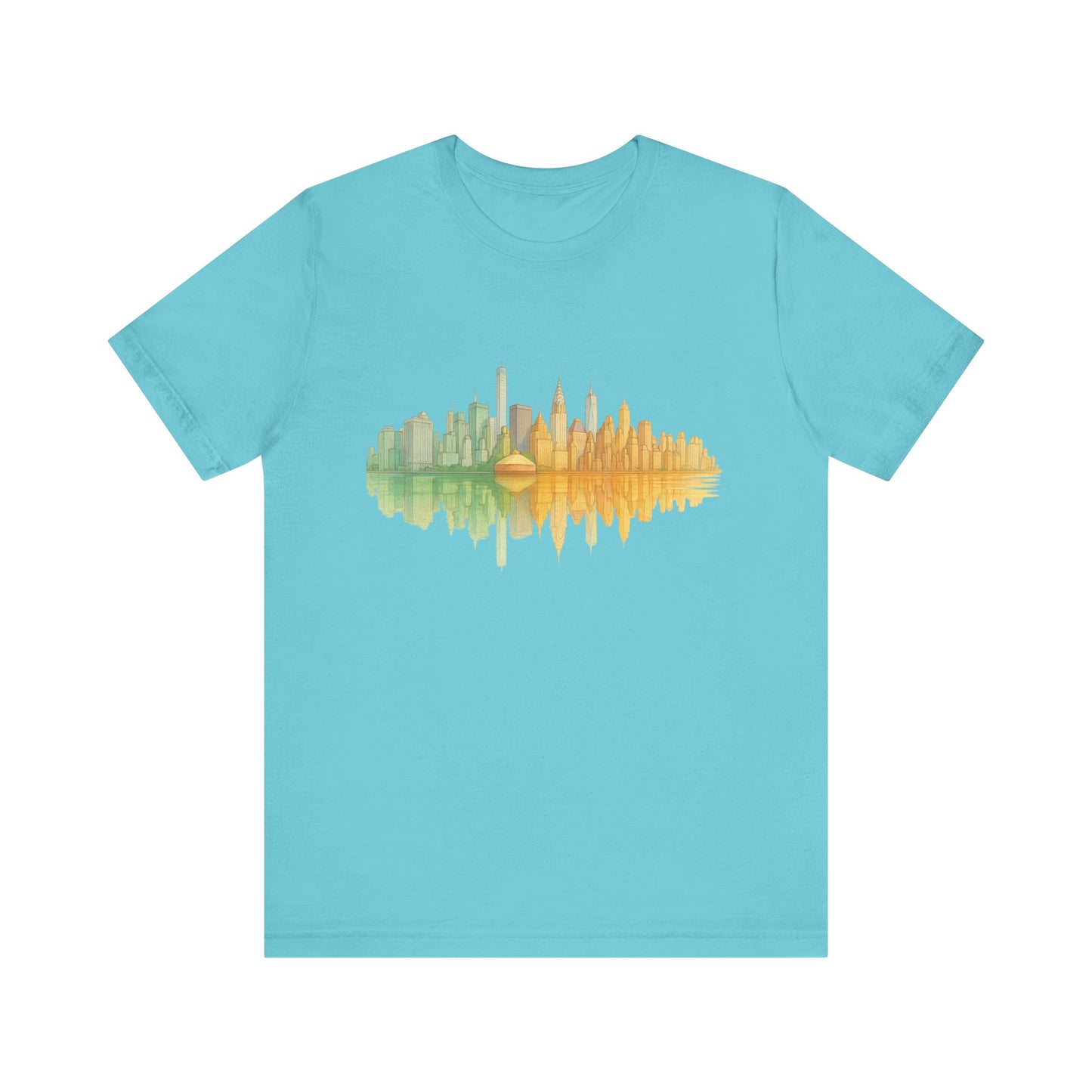 Urban Reflection Unisex Jersey Tee - Stylish Skyline Design