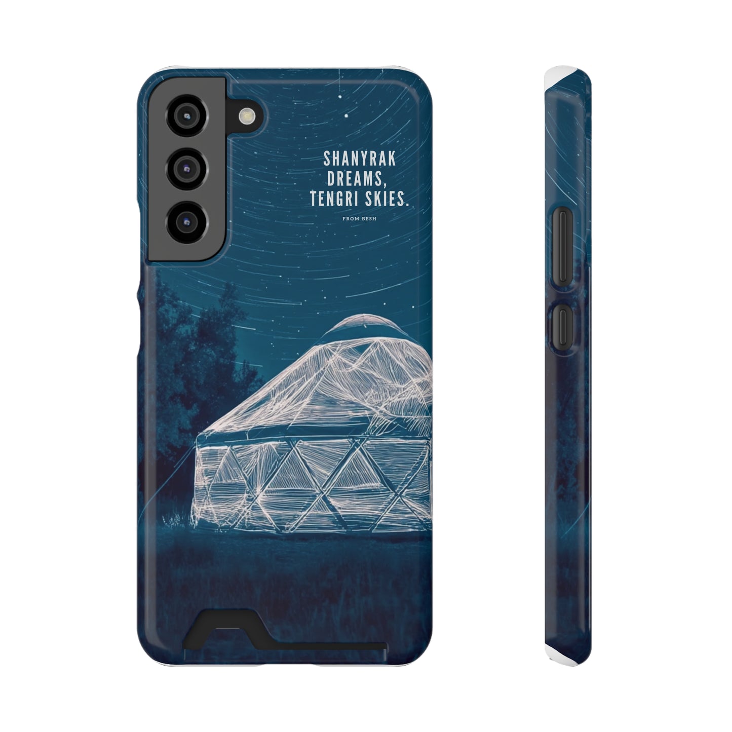 "Shanyrak Dreams, Tengri Skies" Phone Case with Card Holder - Unique Night Sky Design