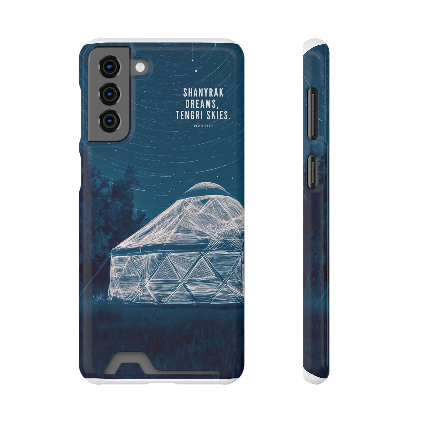 "Shanyrak Dreams, Tengri Skies" Phone Case with Card Holder - Unique Night Sky Design