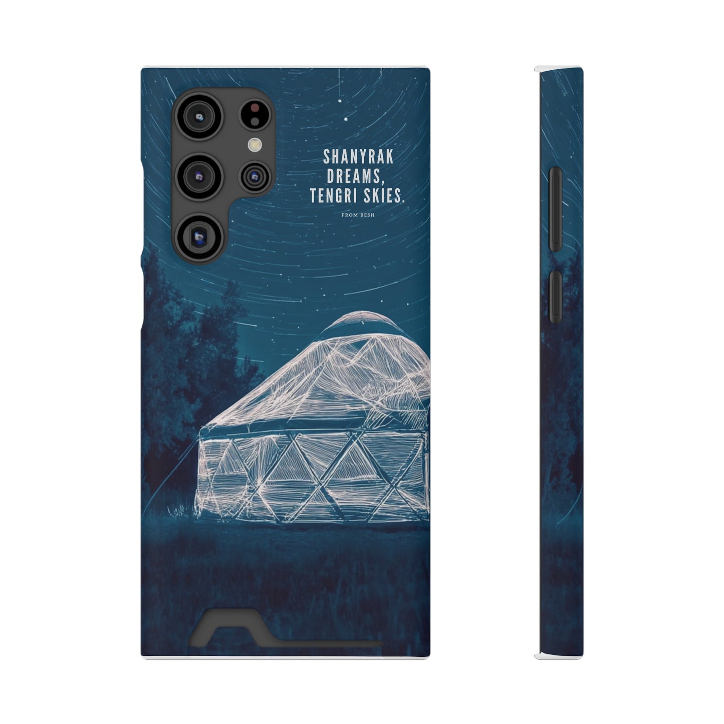 "Shanyrak Dreams, Tengri Skies" Phone Case with Card Holder - Unique Night Sky Design