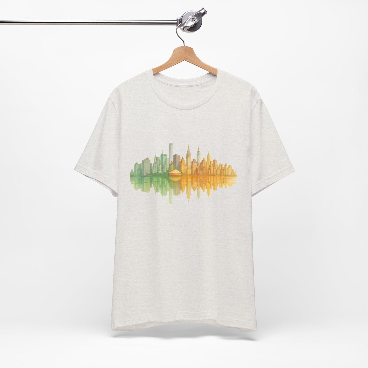 Urban Reflection Unisex Jersey Tee - Stylish Skyline Design