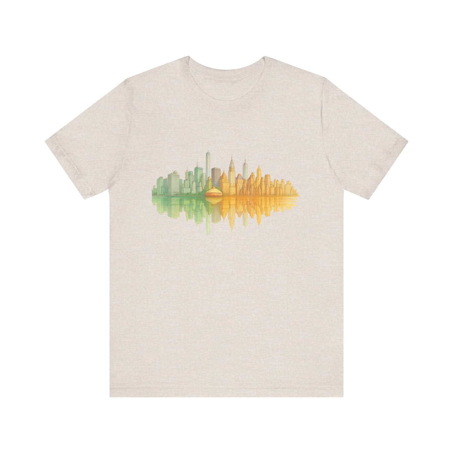 Urban Reflection Unisex Jersey Tee - Stylish Skyline Design